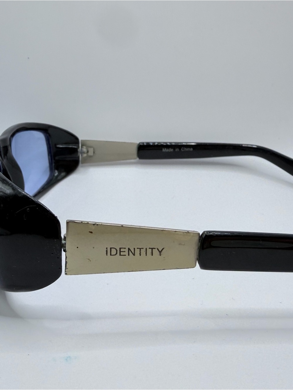 Y2K Identity Wraparound Sunglasses Black Blue Lens Retro Cyber - Picture 5 of 11